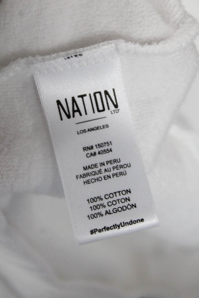 Nation LTD Womens Cotton Long Sleeve Round Neck Sweater White Size L