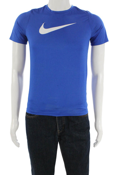 Nike Mens Textured Short Sleeve Round Neck T-shirt Blue Size XL