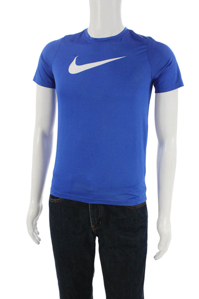 Nike Mens Textured Short Sleeve Round Neck T-shirt Blue Size XL