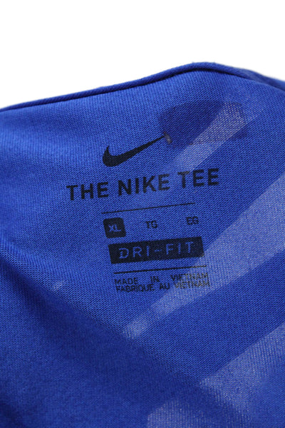 Nike Mens Textured Short Sleeve Round Neck T-shirt Blue Size XL