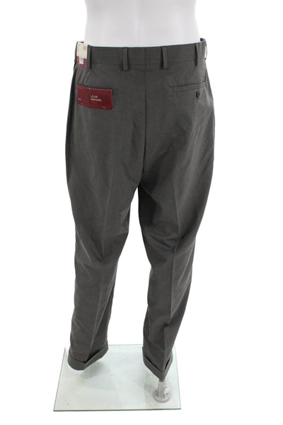 Louis Raphael Mens Pleated Cuff Ankle Dress Pants Gray Size 34X30