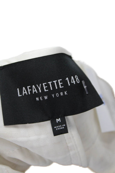 Lafayette 148 New York Womens Textured Crew Neck Long Sleeve Jacket Cream Size M