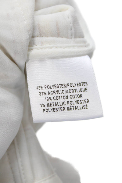 Lafayette 148 New York Womens Textured Crew Neck Long Sleeve Jacket Cream Size M