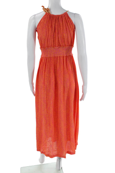 Hoss Intropia Womens Spaghetti Strap Flora Midi Dress Orange Pink Size EU 38