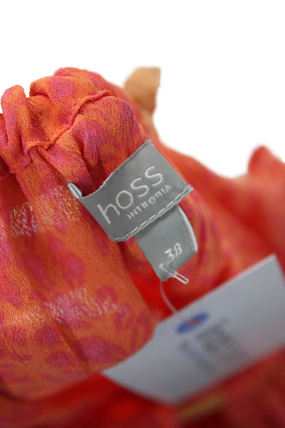 Hoss Intropia Womens Spaghetti Strap Flora Midi Dress Orange Pink Size EU 38