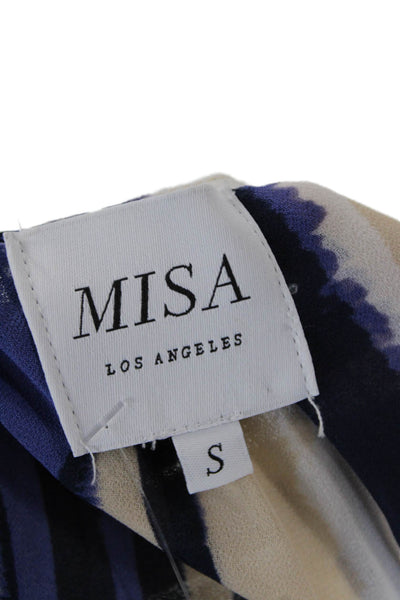 Misa Womens Long Sleeve Keyhole Striped Tiered Dress Blue White Size Small