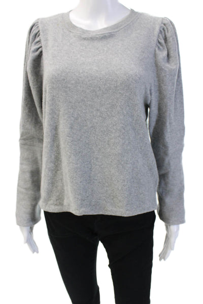 Goldie Womens Long Sleeve Scoop Neck Terry Knit Sweatshirt Gray Size Medium