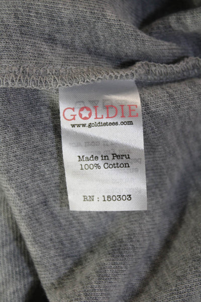 Goldie Womens Long Sleeve Scoop Neck Terry Knit Sweatshirt Gray Size Medium