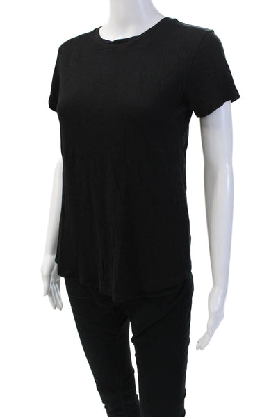 Vince Women's Short Sleeves Round Neck Basic T-Shirt Black Size XS