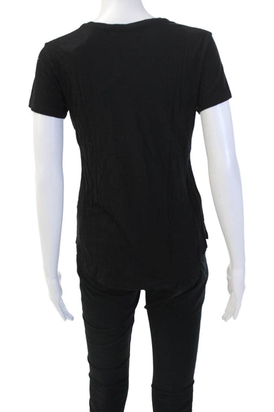 Vince Women's Short Sleeves Round Neck Basic T-Shirt Black Size XS