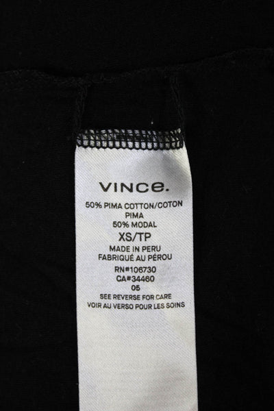 Vince Women's Short Sleeves Round Neck Basic T-Shirt Black Size XS