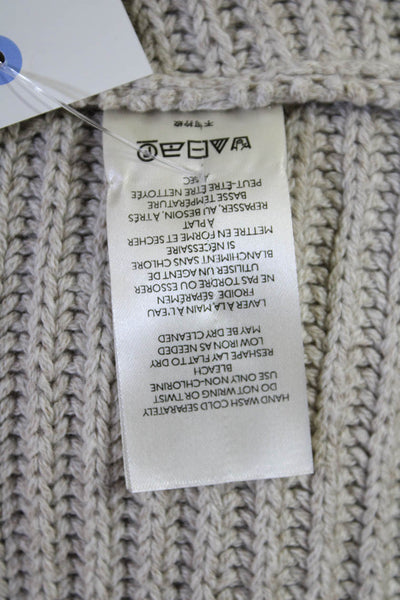 Free People Women's Collared Long Sleeves Ribbed Sweater Beige Size XS