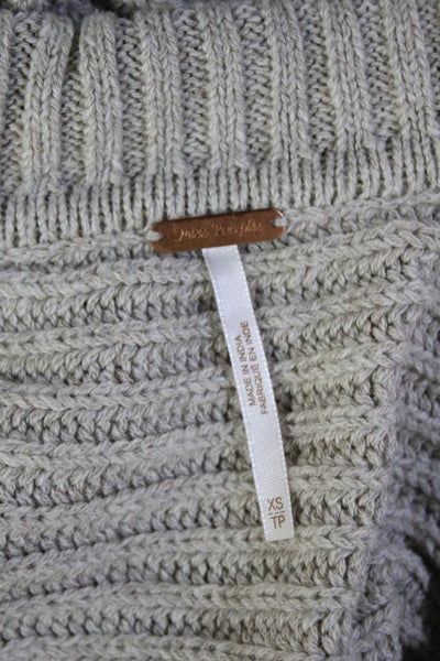 Free People Women's Collared Long Sleeves Ribbed Sweater Beige Size XS