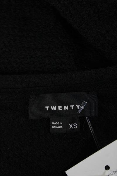Twenty Women's Long Sleeves Round Neck Distress Sweater Black Size XS