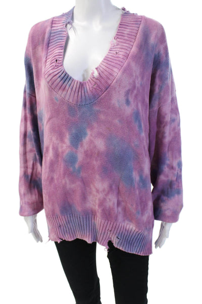 Spiritual Gangster Women's Long Sleeves Distress Tie Dye Sweater Size XS