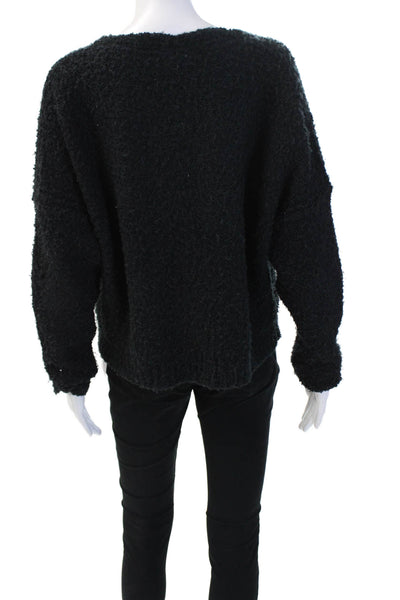 Free People Women's V-Neck Long Sleeves Pullover Sweater Black Size XS
