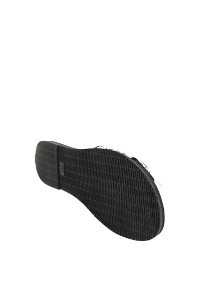 Havaianas Womens Woven Bow Thong Slide On Sandals Black White Size 7