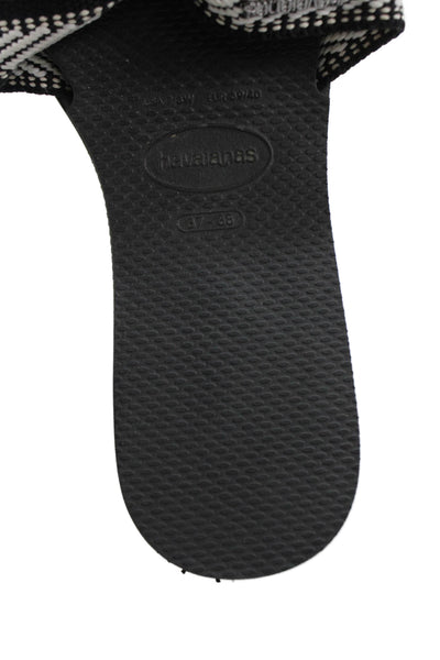 Havaianas Womens Woven Bow Thong Slide On Sandals Black White Size 7