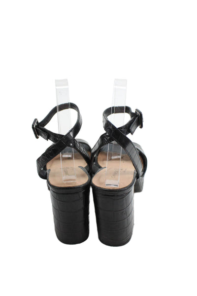 Chinese Laundry Womens Embossed Leather Slingbacks Black Size 7.5  Medium