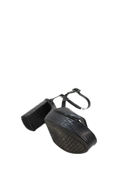 Chinese Laundry Womens Embossed Leather Slingbacks Black Size 7.5  Medium