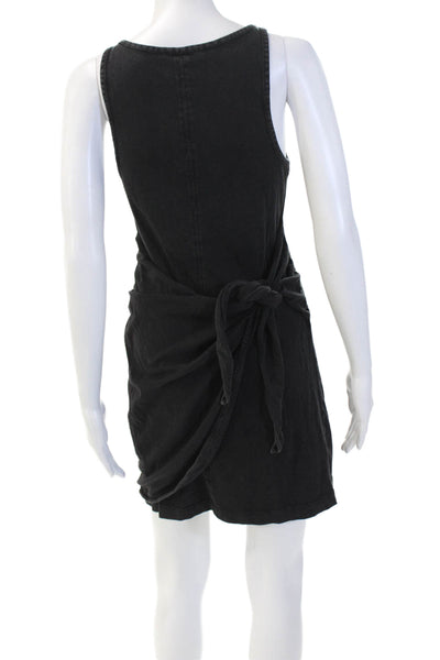 L Space Womens Sleeveless Belted Knee Length Dress Black Cotton Size Medium