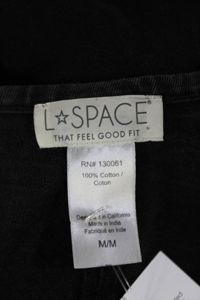 L Space Womens Sleeveless Belted Knee Length Dress Black Cotton Size Medium