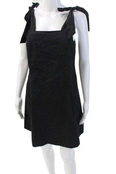 Topshop Womens Halter Neck Sleeveless A Line Dress Black Cotton Size 6