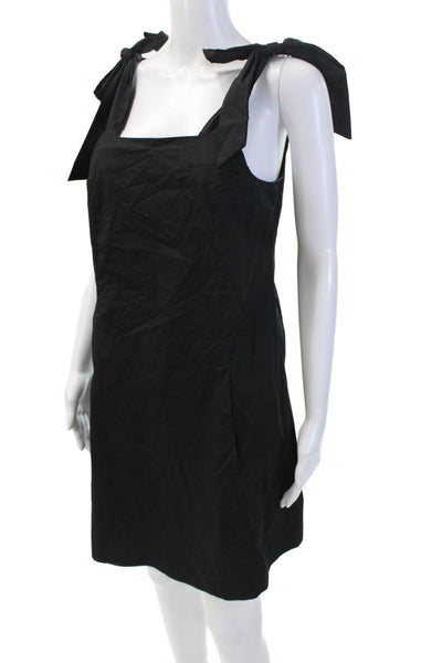 Topshop Womens Halter Neck Sleeveless A Line Dress Black Cotton Size 6