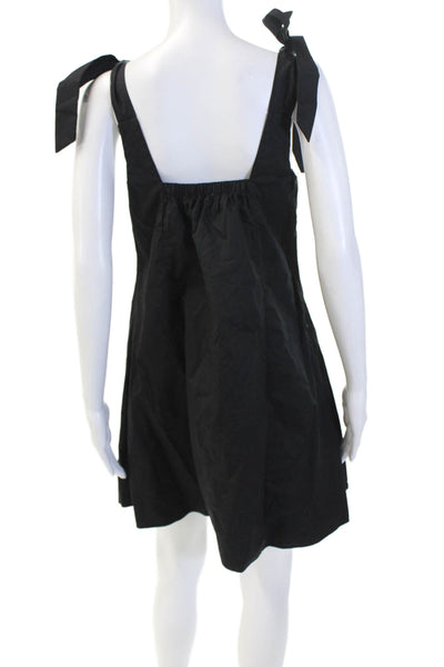 Topshop Womens Halter Neck Sleeveless A Line Dress Black Cotton Size 6