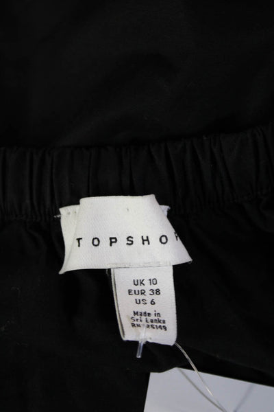 Topshop Womens Halter Neck Sleeveless A Line Dress Black Cotton Size 6