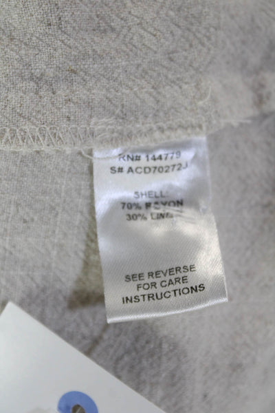 12th Tribe Womens Linen Button Down Belted Shirt Dress White Size Small