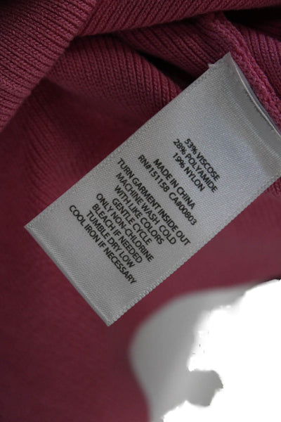 525 Women's Long Sleeves Round Neck Button Up Cardigan Pink Size S
