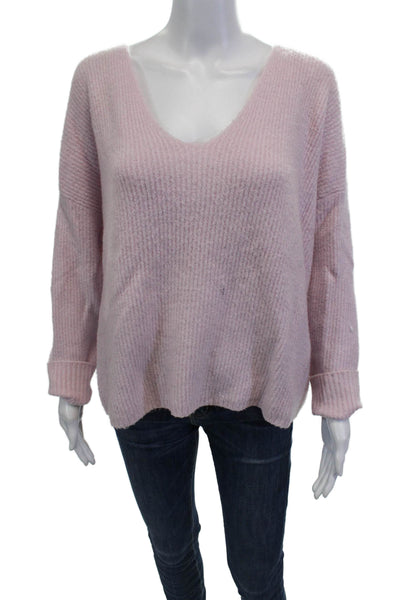 French Connection Women's V-Neck Long Sleeves Ribbed Sweater Purple Size XS