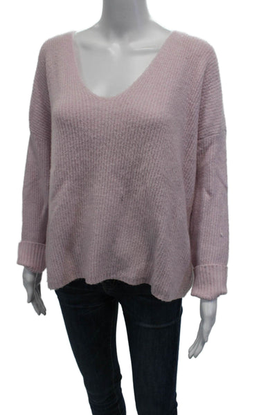 French Connection Women's V-Neck Long Sleeves Ribbed Sweater Purple Size XS