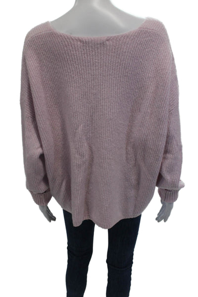 French Connection Women's V-Neck Long Sleeves Ribbed Sweater Purple Size XS