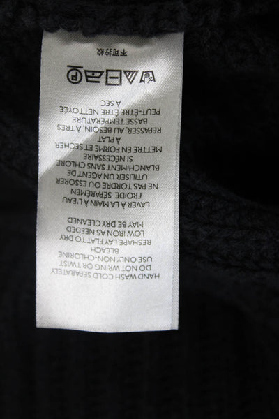 Free People Women's Long Sleeves Collared Ribbed Pullover Sweater Black Size XS