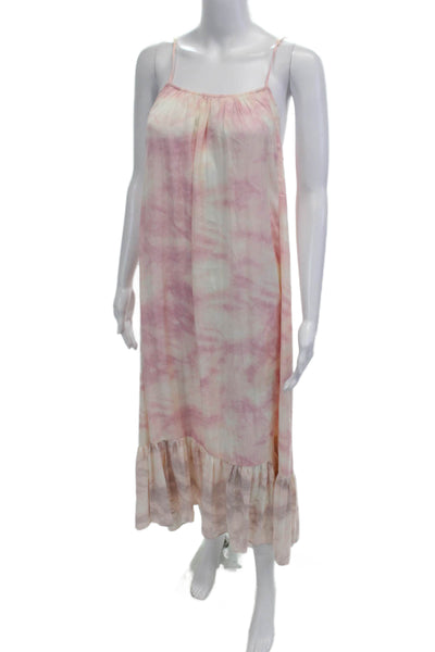 Intimately Free People Women's Spaghetti Straps Tiered Long Dress Pink Size XS