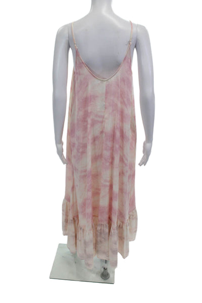 Intimately Free People Women's Spaghetti Straps Tiered Long Dress Pink Size XS