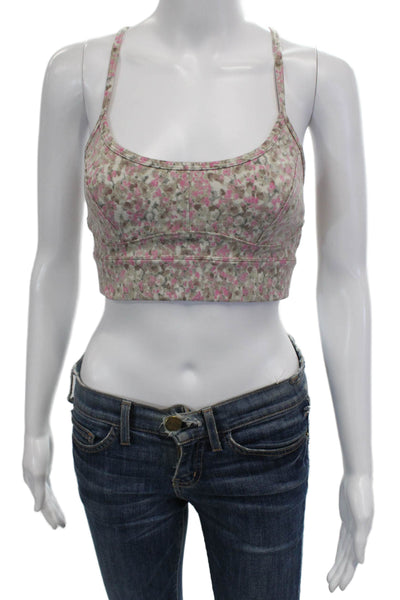 Varley Womens Floral Print Criss Cross Move Irene Bra Rose Watercolor Size S