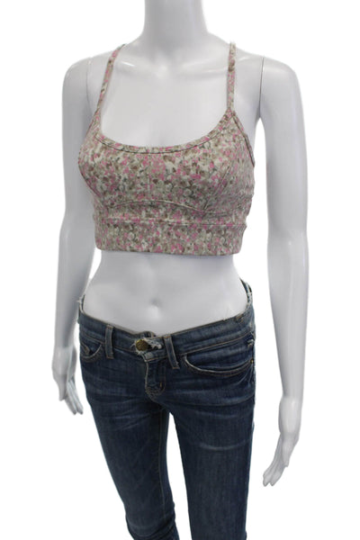 Varley Womens Floral Print Criss Cross Move Irene Bra Rose Watercolor Size S