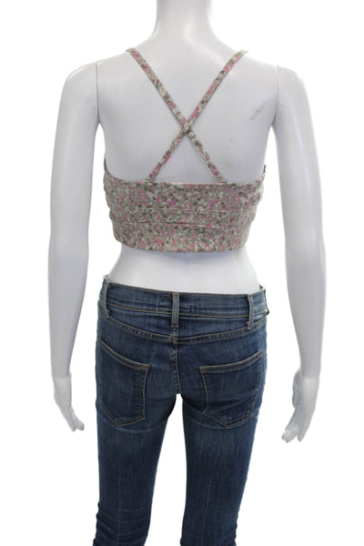 Varley Womens Floral Print Criss Cross Move Irene Bra Rose Watercolor Size S