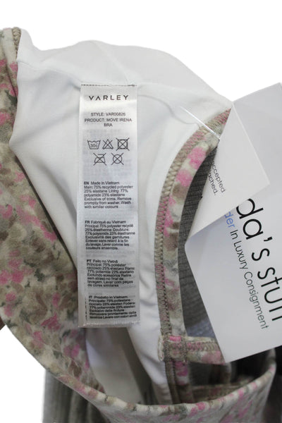 Varley Womens Floral Print Criss Cross Move Irene Bra Rose Watercolor Size S