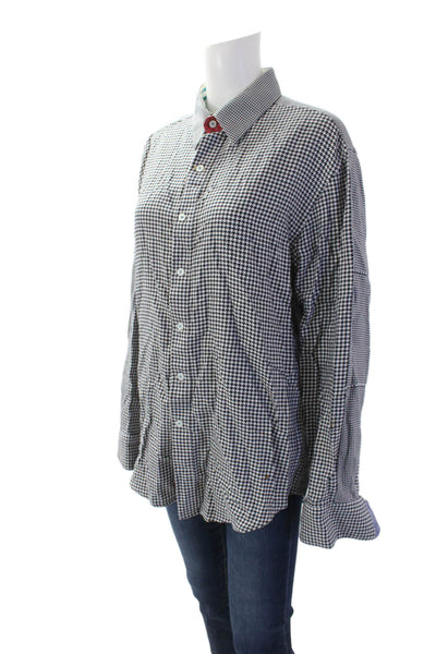 Robert Graham Womens Cotton Houndstooth Print Button Down Top Multicolor Size L