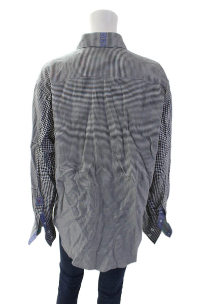 Robert Graham Womens Cotton Houndstooth Print Button Down Top Multicolor Size L