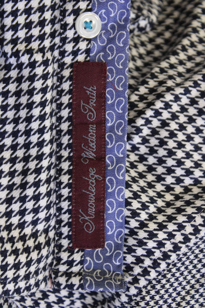Robert Graham Womens Cotton Houndstooth Print Button Down Top Multicolor Size L