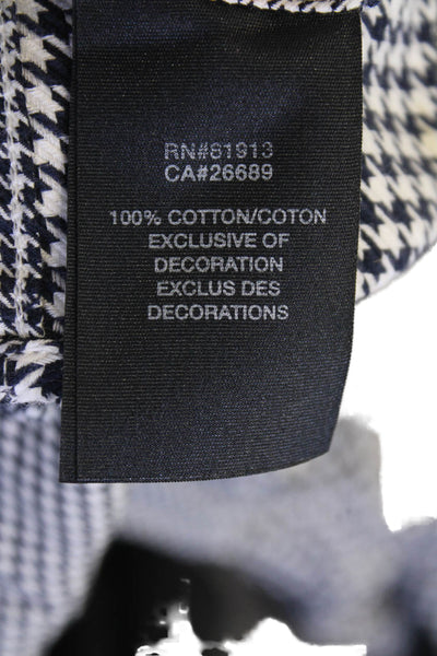 Robert Graham Womens Cotton Houndstooth Print Button Down Top Multicolor Size L