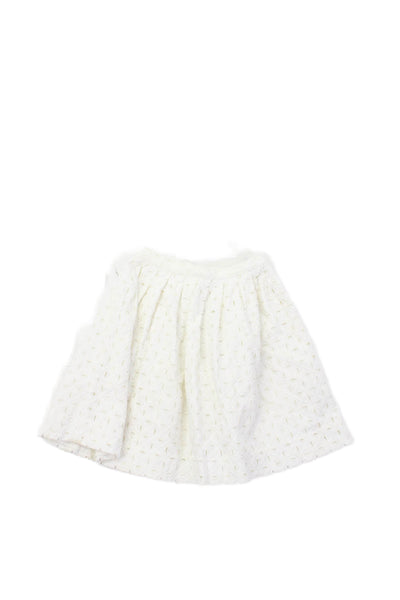 Bonpoint Girls Cotton Zippered A-Line Mini Lined Skirt White Size 6