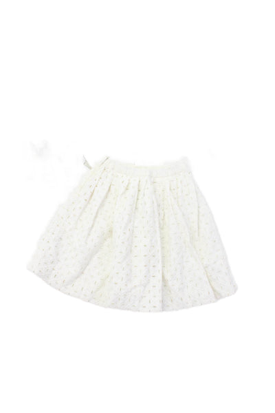 Bonpoint Girls Cotton Zippered A-Line Mini Lined Skirt White Size 6