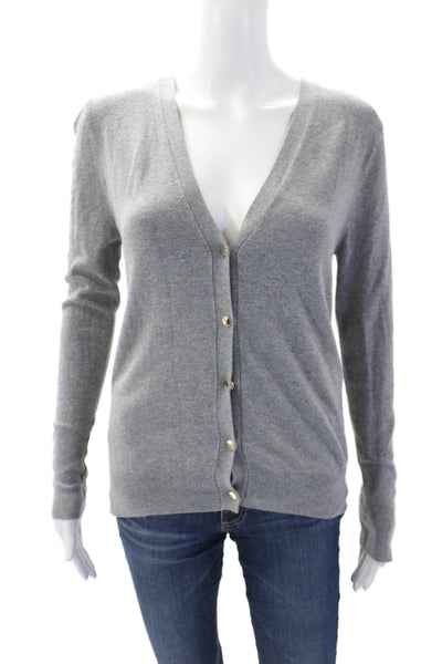 Zara Womens Long Sleeve V-Neck Button Down Cardigan Sweater Gray Size L