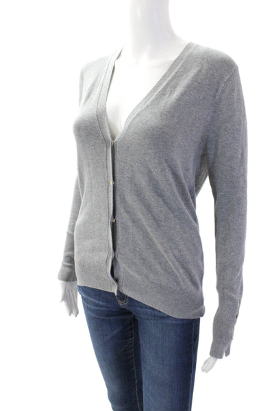 Zara Womens Long Sleeve V-Neck Button Down Cardigan Sweater Gray Size L